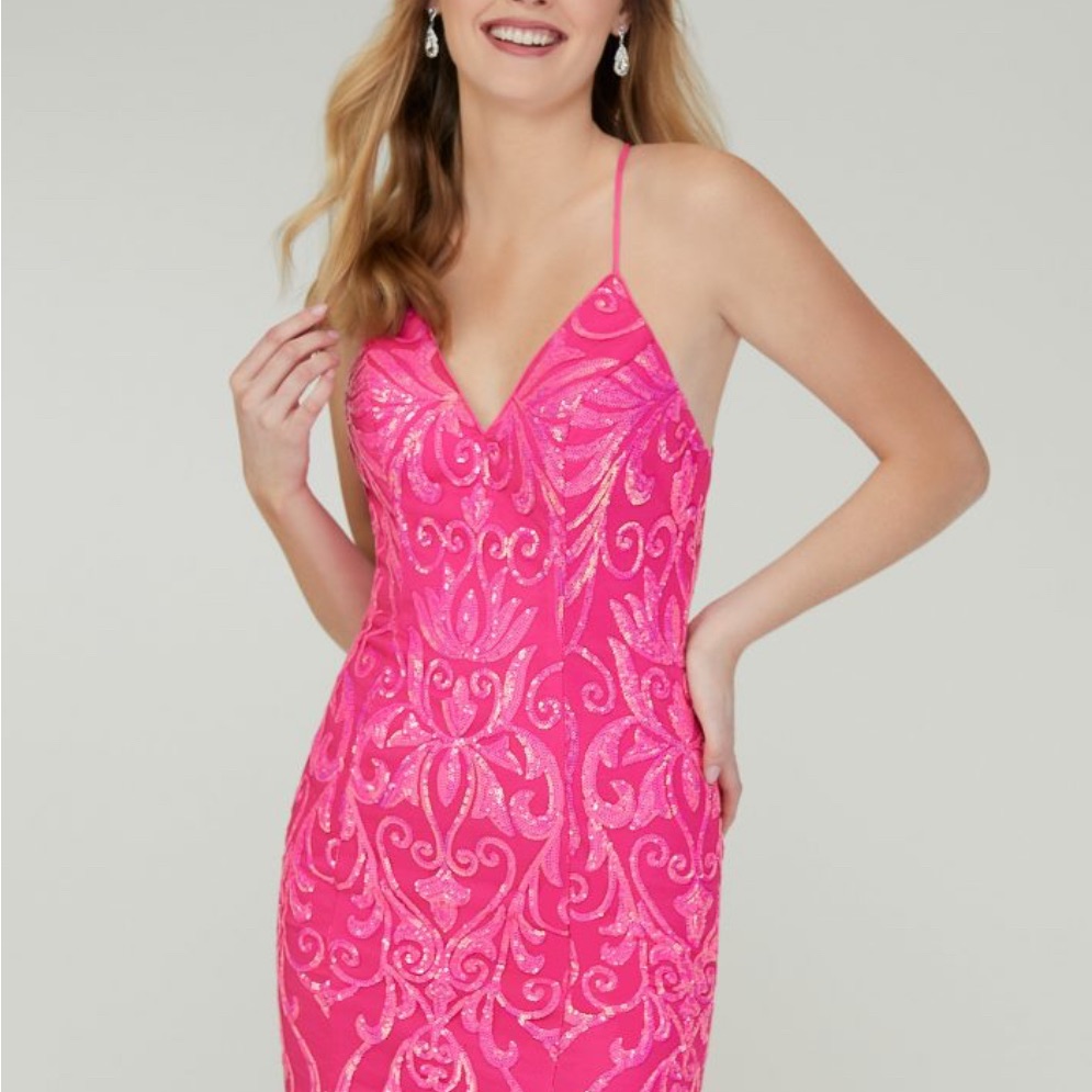 Elegant Pink Patterned Dress